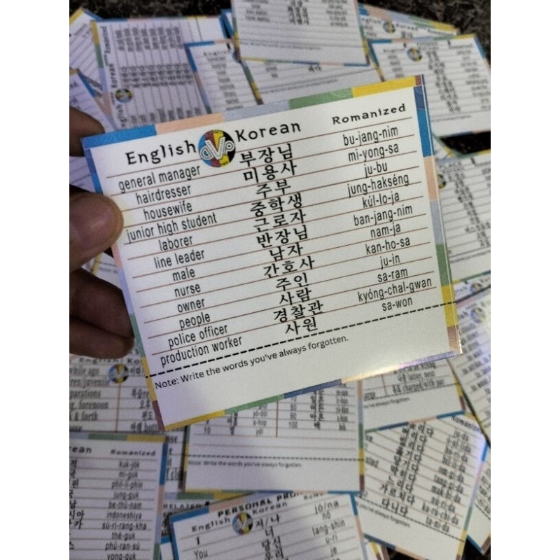 (FLASHCARD back to back) Korean Vocabulary Shopee Philippines