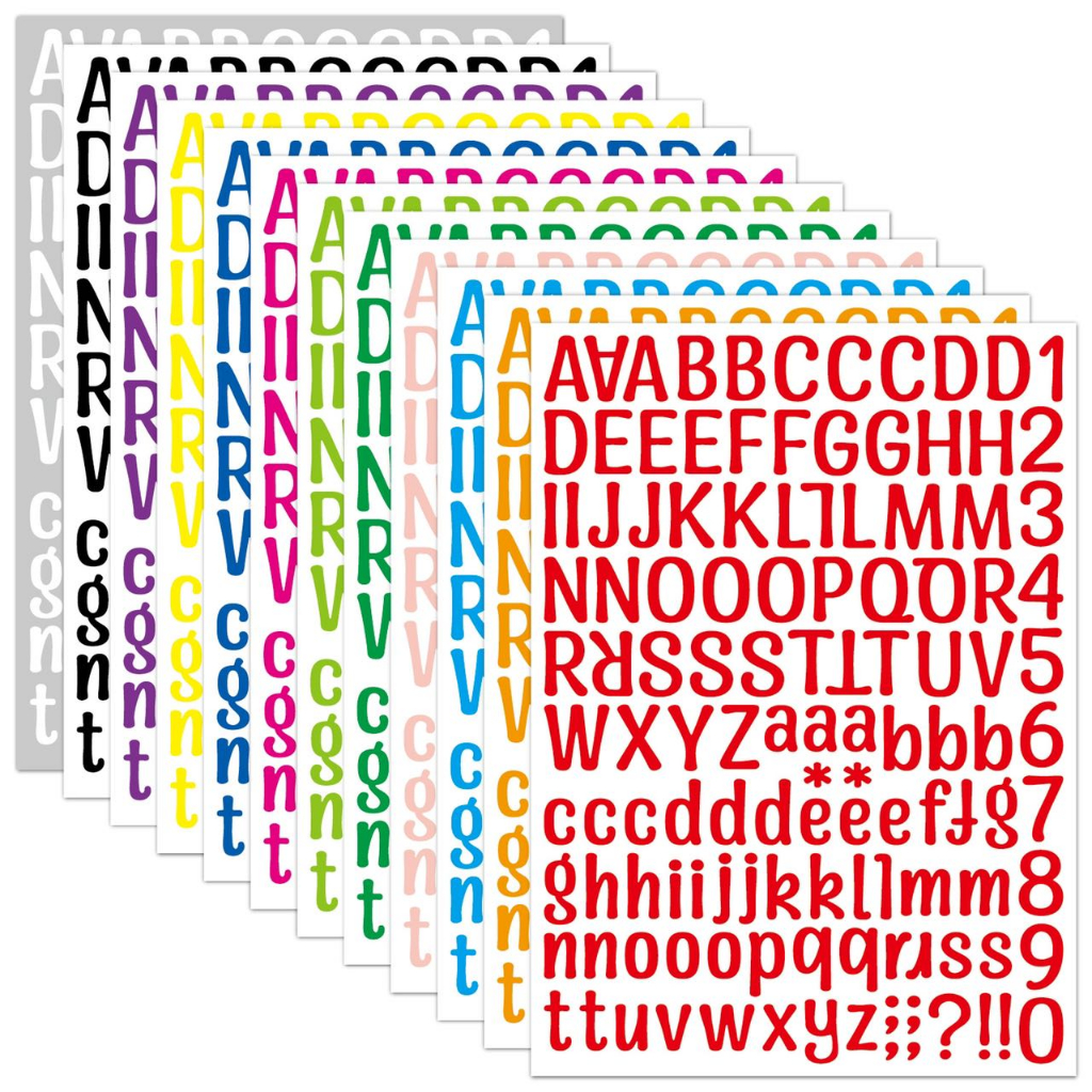 A4 size Alphabet stickers color English letter and number combination