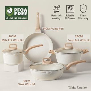 Ecowin Non Stick Cooking Sets, Granite Coating Nonstick Cookware Set,  Kitcken Pots and Pans PFOA Free, Oven Safe & Dishwasher Safe - 21 Pieces