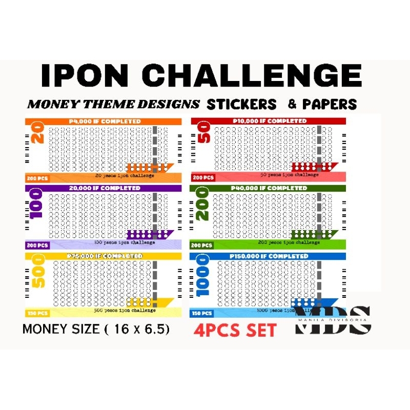 Peso Bills Ipon Challenge Chart Paper Labels And Sticker Money Organizer 20 50 100 200 500 1000