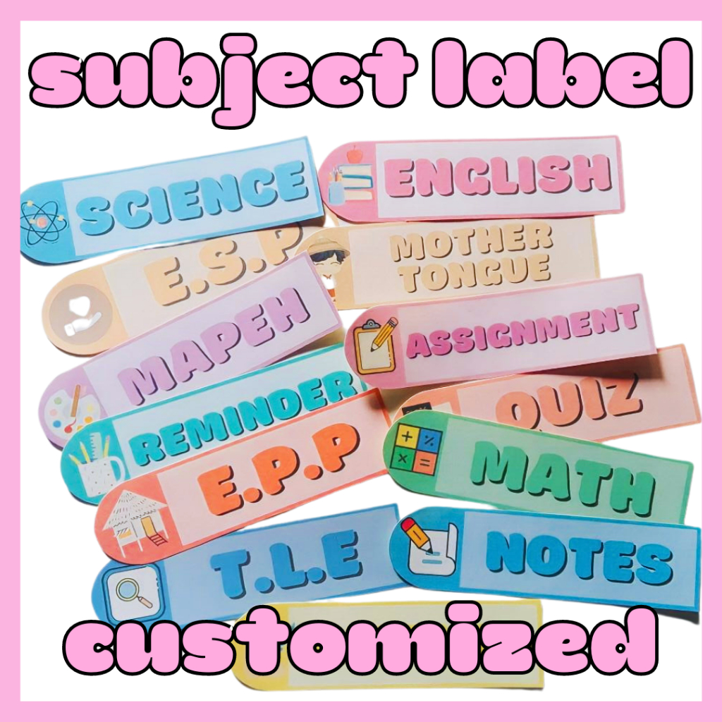 15 pcs SUBJECT LABEL STICKER for notebook CUSTOMIZED | Shopee Philippines