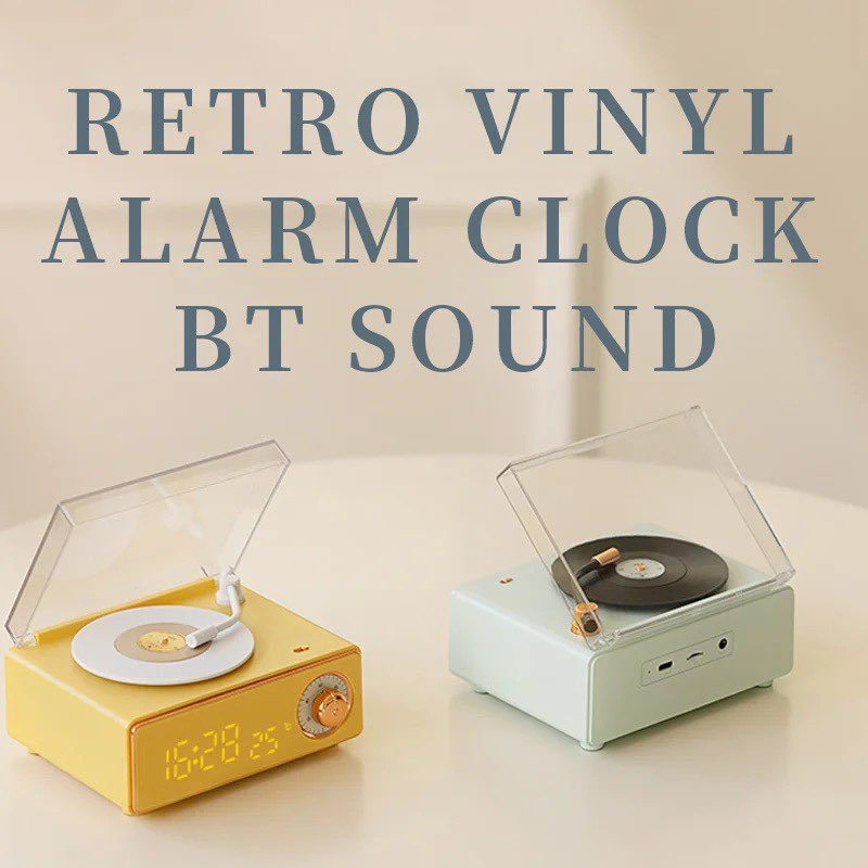 Breezessential Desktop LED Alarm Clock with Retro CD Vinyl Record ...