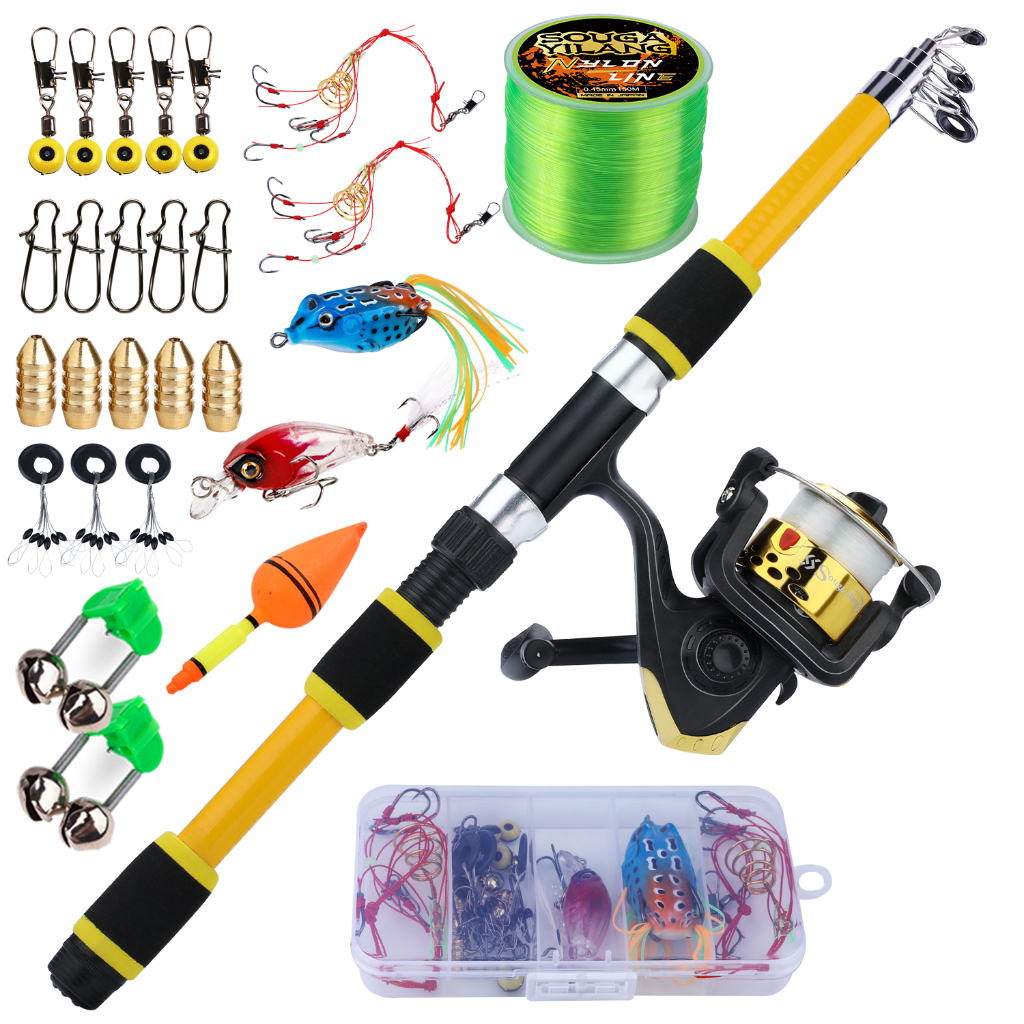 Sougayilang Spinning Fishing Rod Reel Sets 1.8m Telesscopic Fishing Rod ...