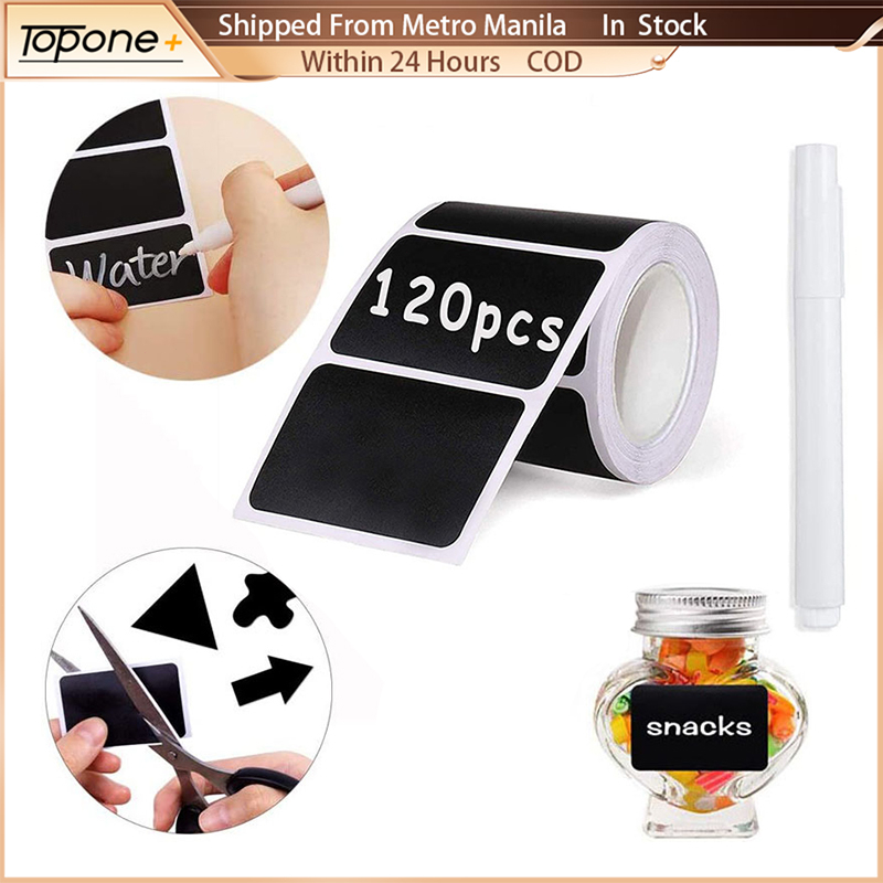 120pcs Blackboard Label Sticker Roll With White Writting Pen DIY Sealed ...