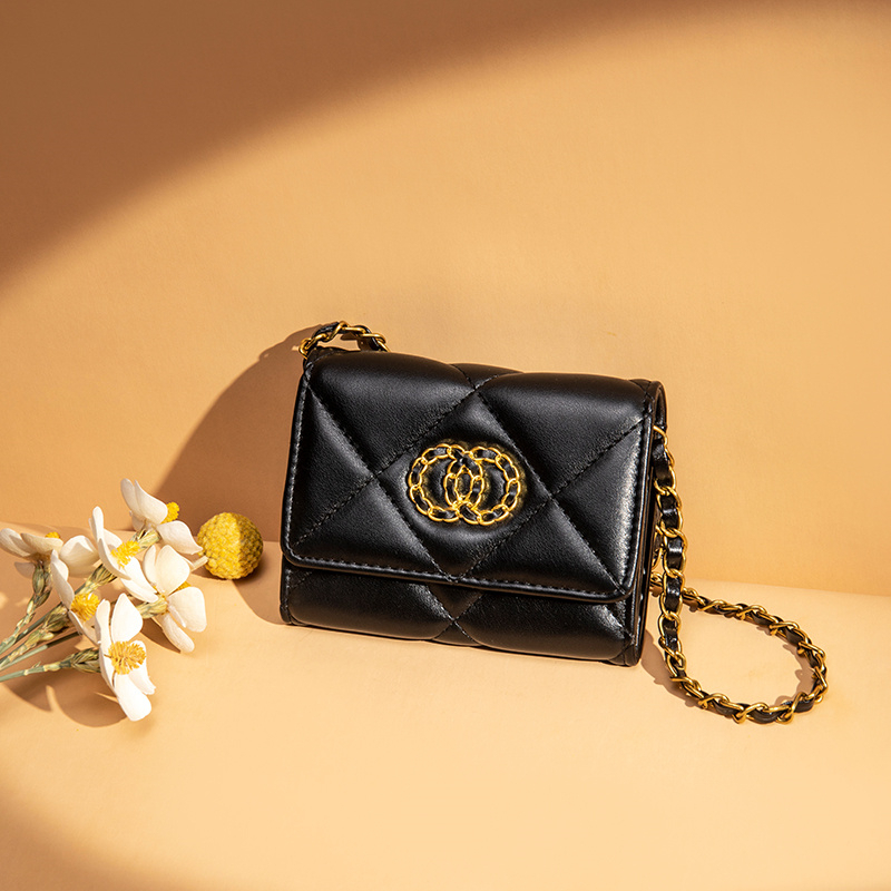 New Luxury High-end Women Short Wallet Chain Sling Bag Lady Purse With ...