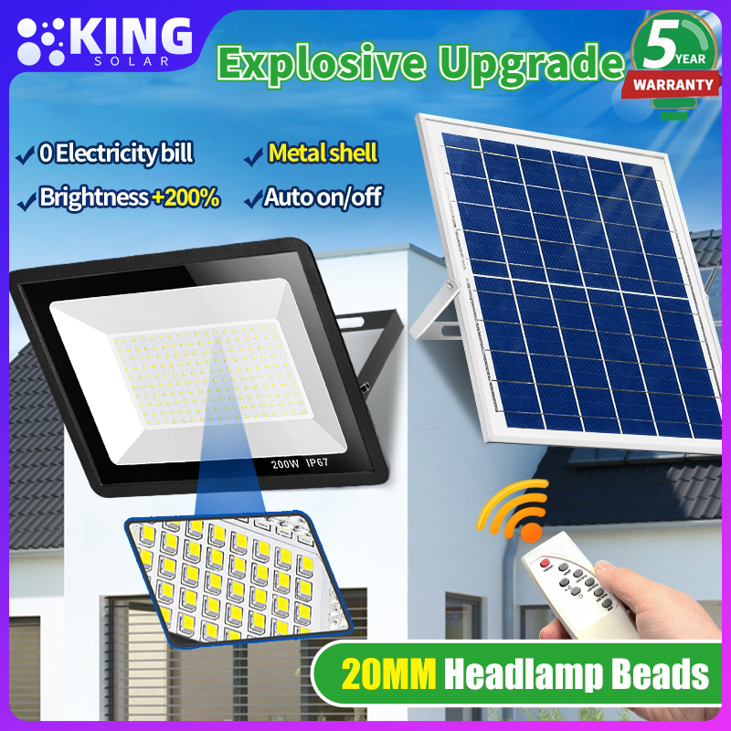 Solar light New Upgrade LED Outdoor Metal Shell With Solar Panel Flood ...