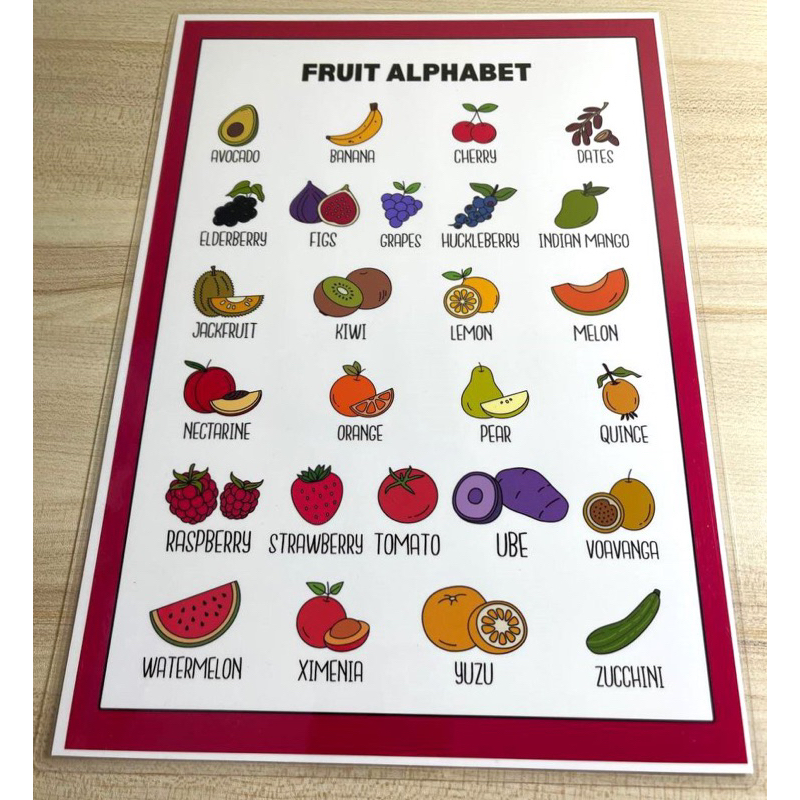 Fruit Alphabet Laminated Chart A5/A4 size Educational Chart | Shopee ...