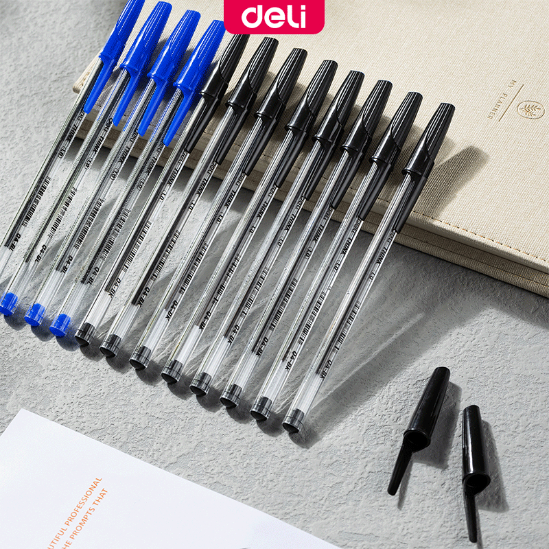 Deli 1Pcs Ballpoint Ballpen 1.0mm Blue/Black Ink Sign Pen Office School ...