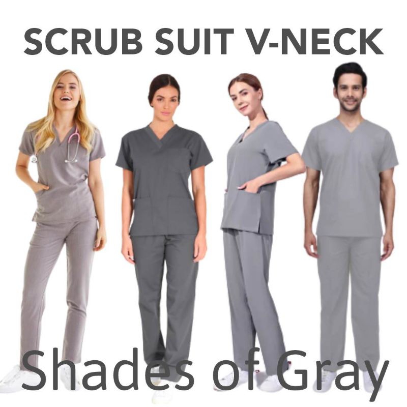 shades of gray//scrub suit terno//katrina fabric Shopee Philippines