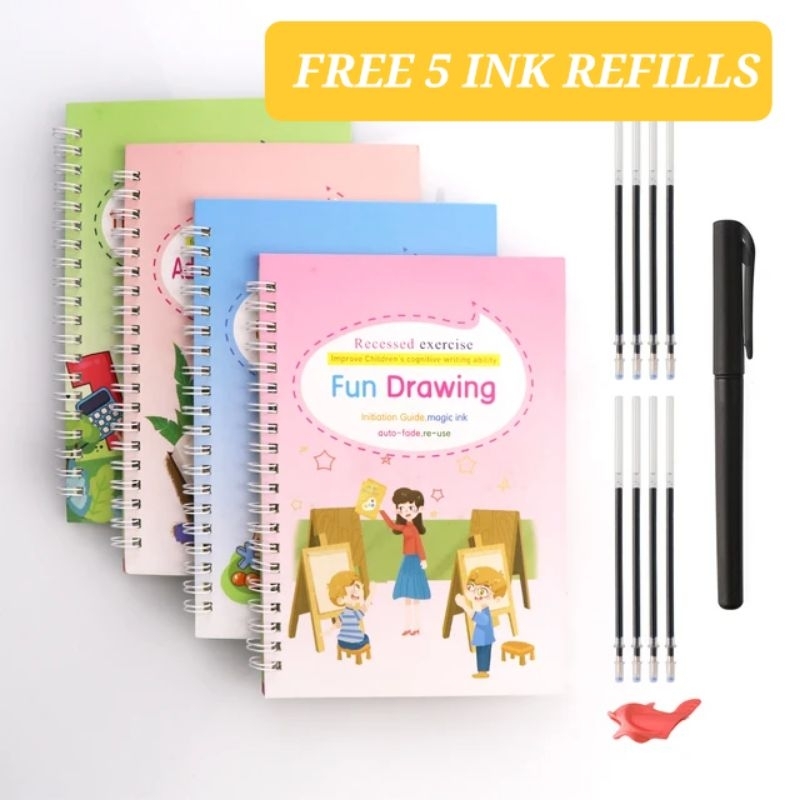 Reusable Tracing Magic Notebook (4 practice set notebooks with 5 ink