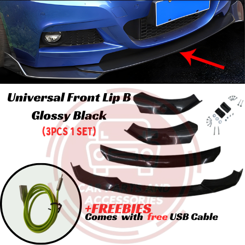 CPAO Universal 3Pcs Car Front Lip Chin Bumper Body Splitter Front