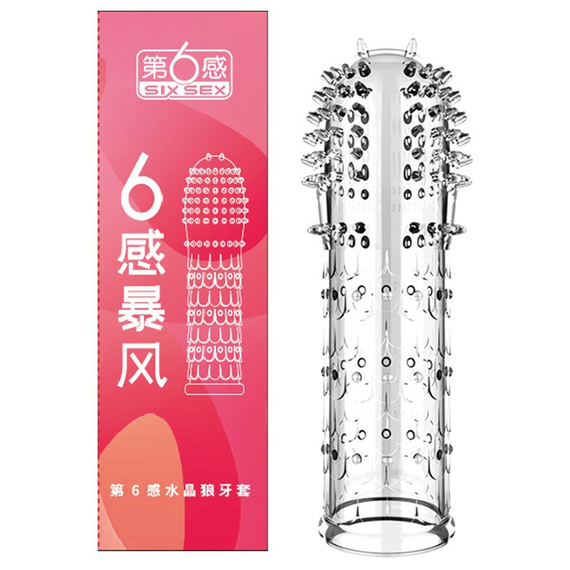 Silicone Dotted Condom With Spike For Men Ribbed Sleeve Delay Reusable Rings Crystal Ring Sextoy 7439