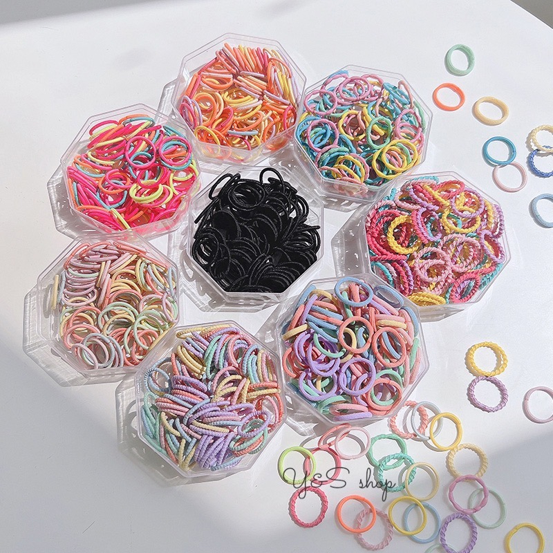 100pcs/box Kids Simple Hair Rope High Quality High Elasticity Hair Tie ...