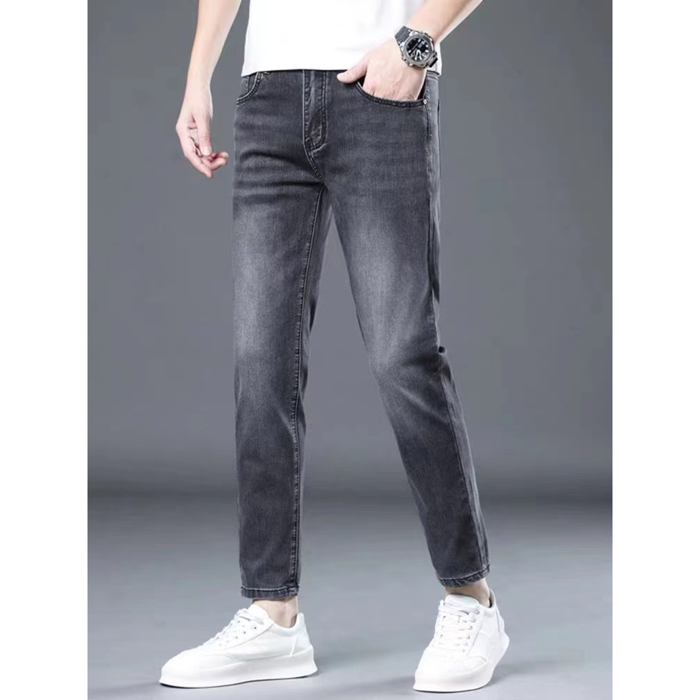 COD Grey MEN's Skinny Jeans Stretchable Mens Wear Korean Style Denim ...