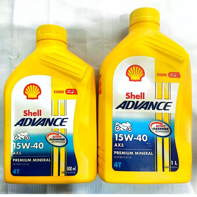 SHELL ADVANCE ENGINE OIL AX5 15W40 PREMIUM MINERAL 800ML/1LITER 4T