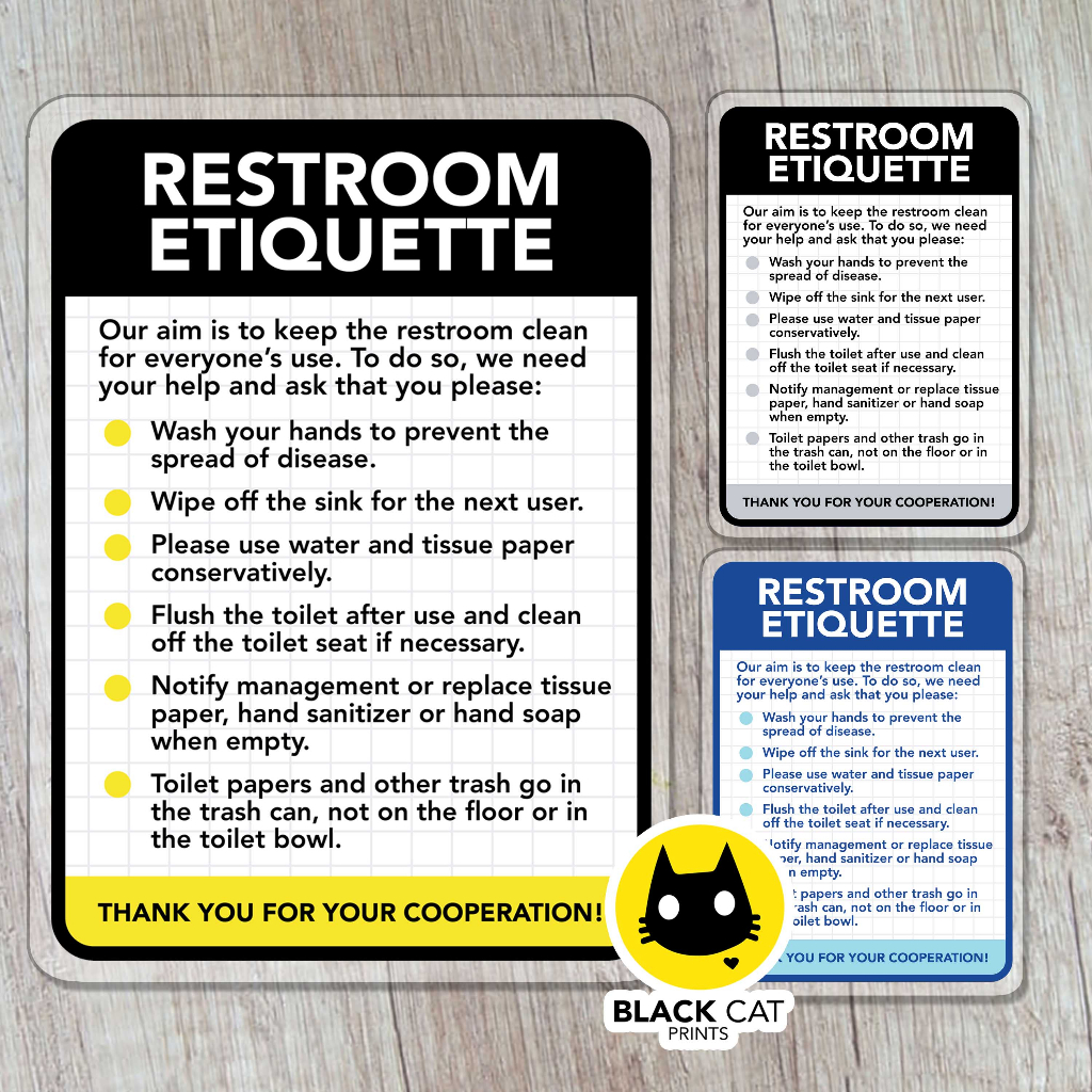 Restroom Etiquette Sign / Laminated Signage / Sign Board Shopee