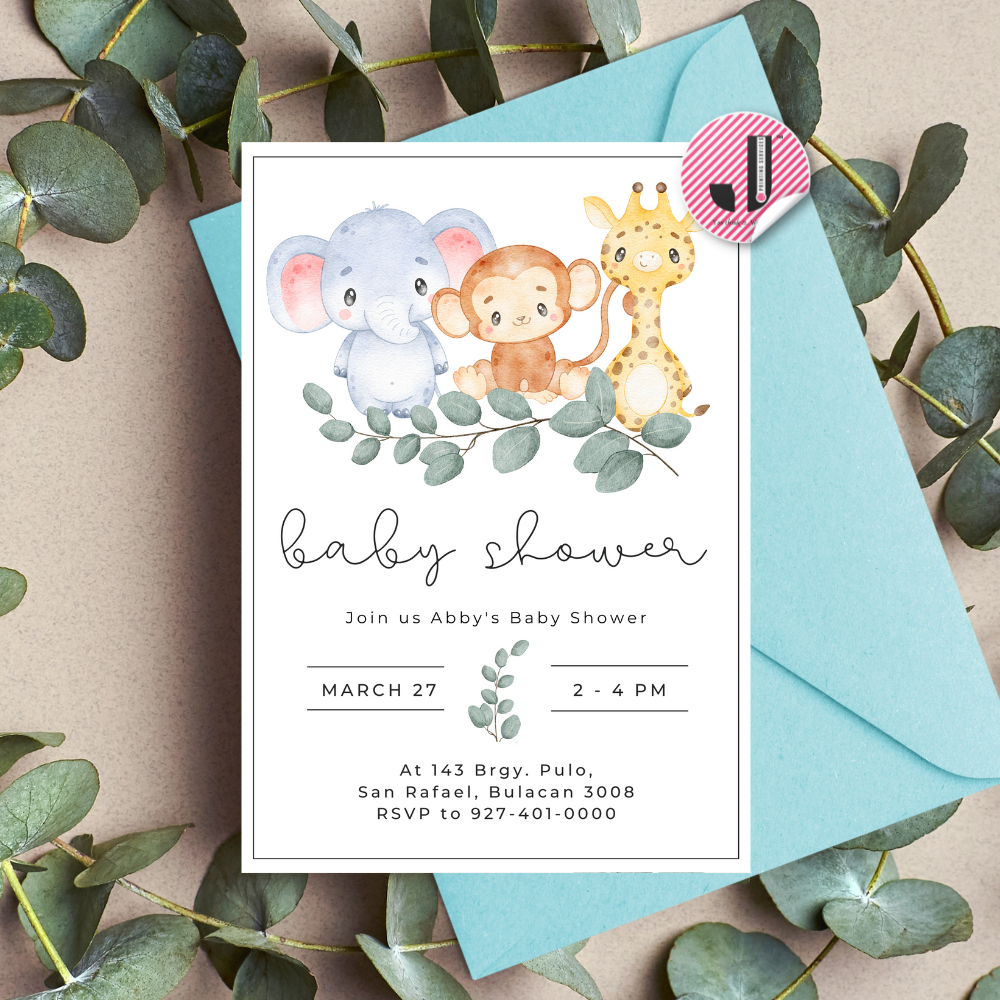 Jungle Safari Baby Shower Invitation, Customized Invitation, Jungle