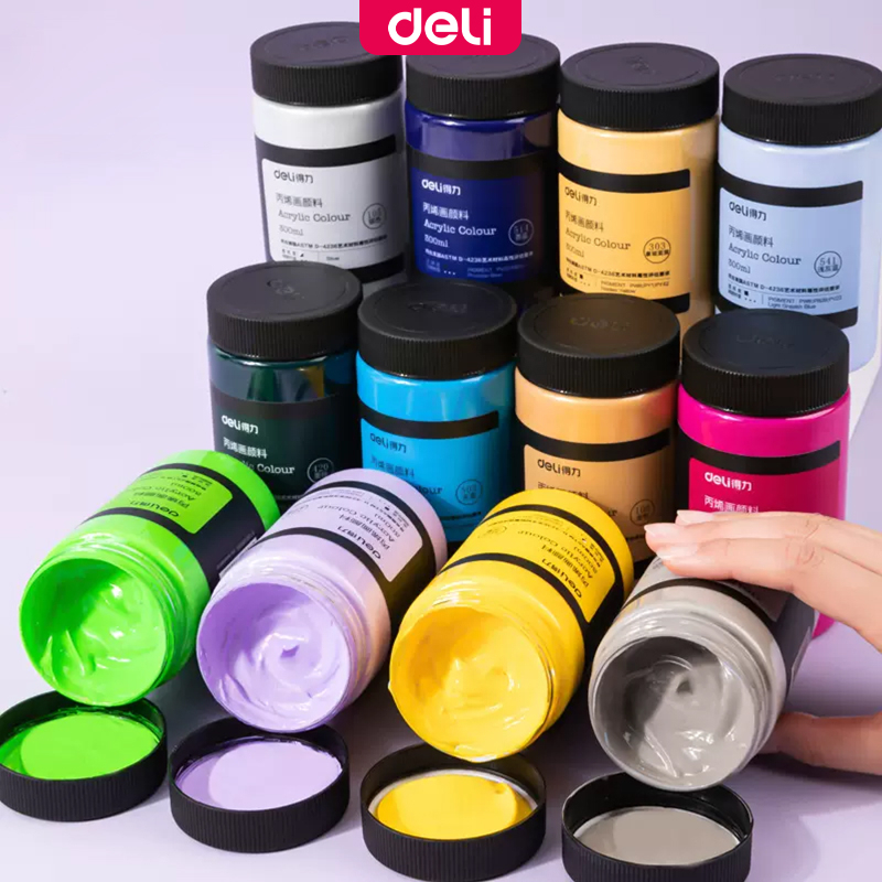 Deli 12 Colors Set Acrylic Paint 300mlcan Professional Watercolor Art