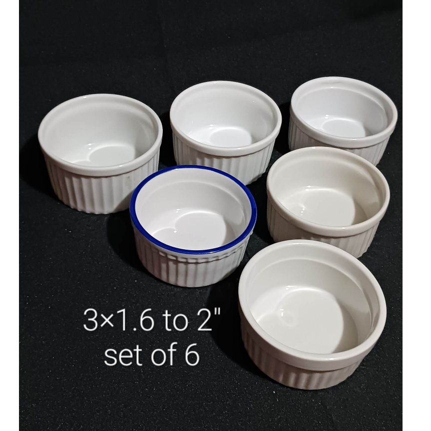 Bundle of 5 (not 6) white medium 3 inches ramekins surplus Japan Uk
