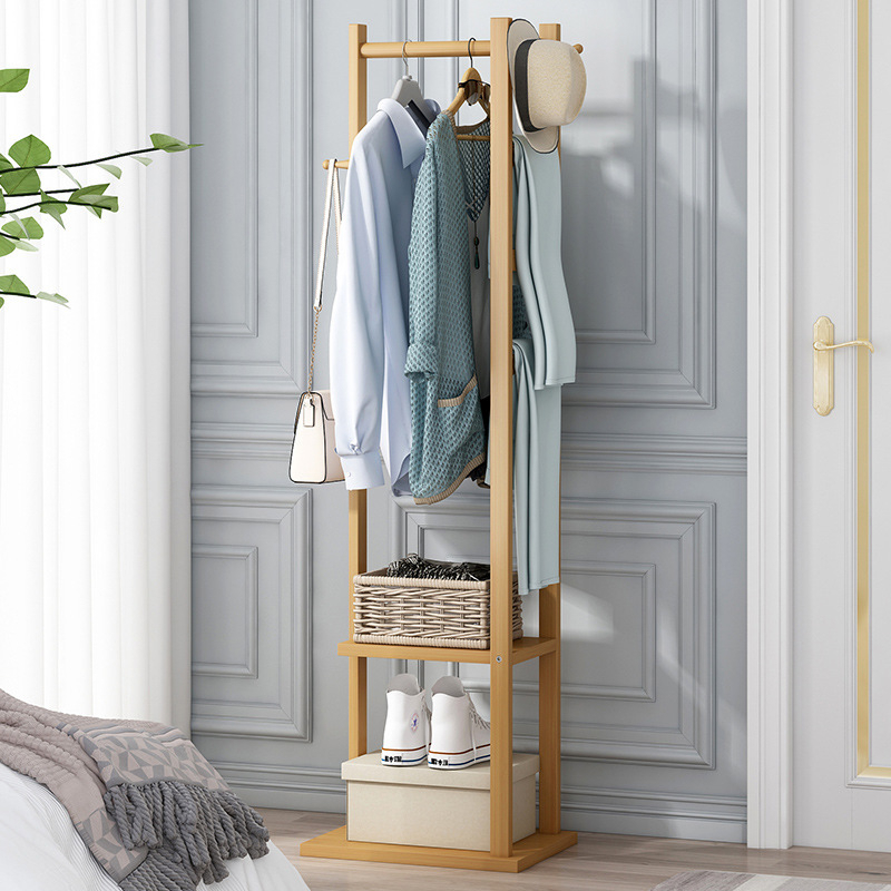 Bamboo Coat Rack Stand Bedroom Wardrobe Hanger Organizer Wood Drying