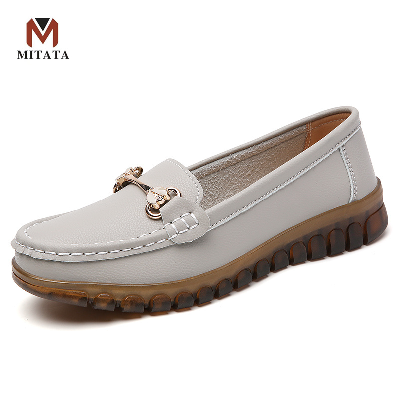 MITATA Quality Leather Loafers Women Shoes | Shopee Philippines
