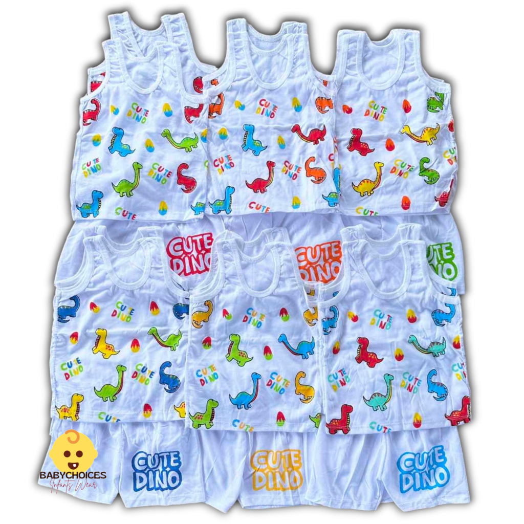 Babyhug 100% Cotton Single Jersey Knit Sleeveless Sando With Striped & Dino Print Pack Of 3 - Blue White & Yellow main image 0
