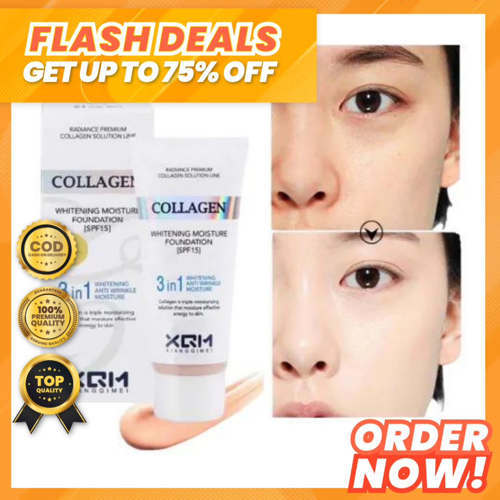 Original and Authentic Xiangqimei Collagen Whitening Moisture Foundation 3in1 Whitening Anti