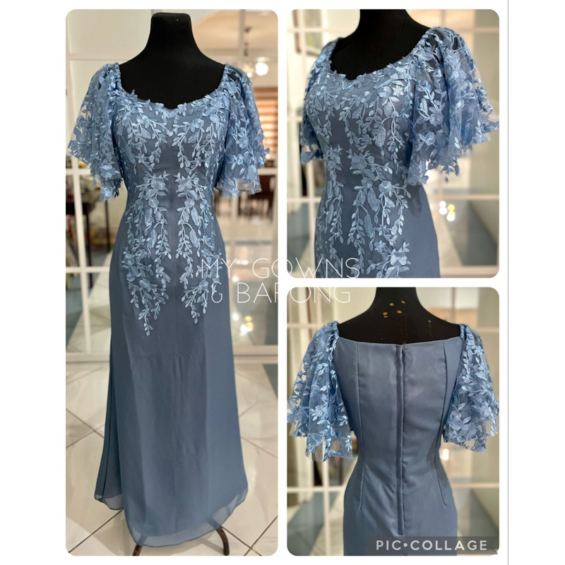 Dusty blue principal sponsor / mother / ninang gown | Shopee Philippines