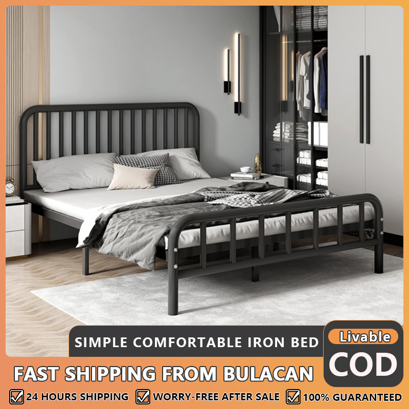 Double Size Bed Frame Metal Bed Frame Simple Iron Frame Bed Black Frame