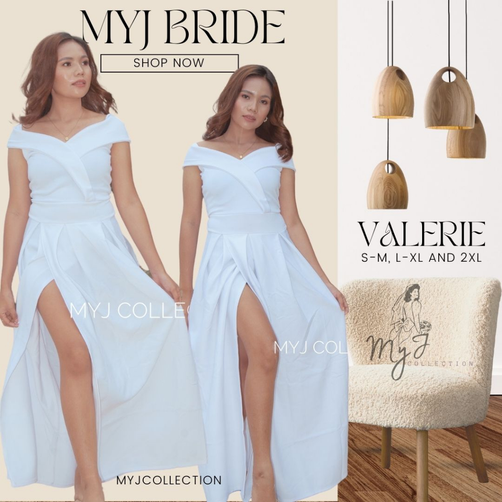 FORMAL LONG MAXI WHITE DRESS FOR CIVIL WEDDING/ BAPTISMAL