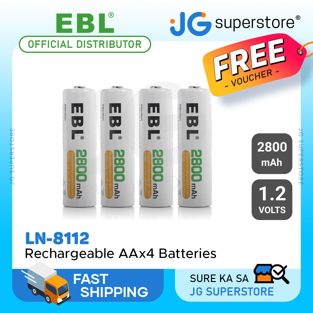 EBL Rechargeable AA Batteries 1.2V 2800mAh Precharged Ni-MH AA Battery New  Retail Package, Pack of 8