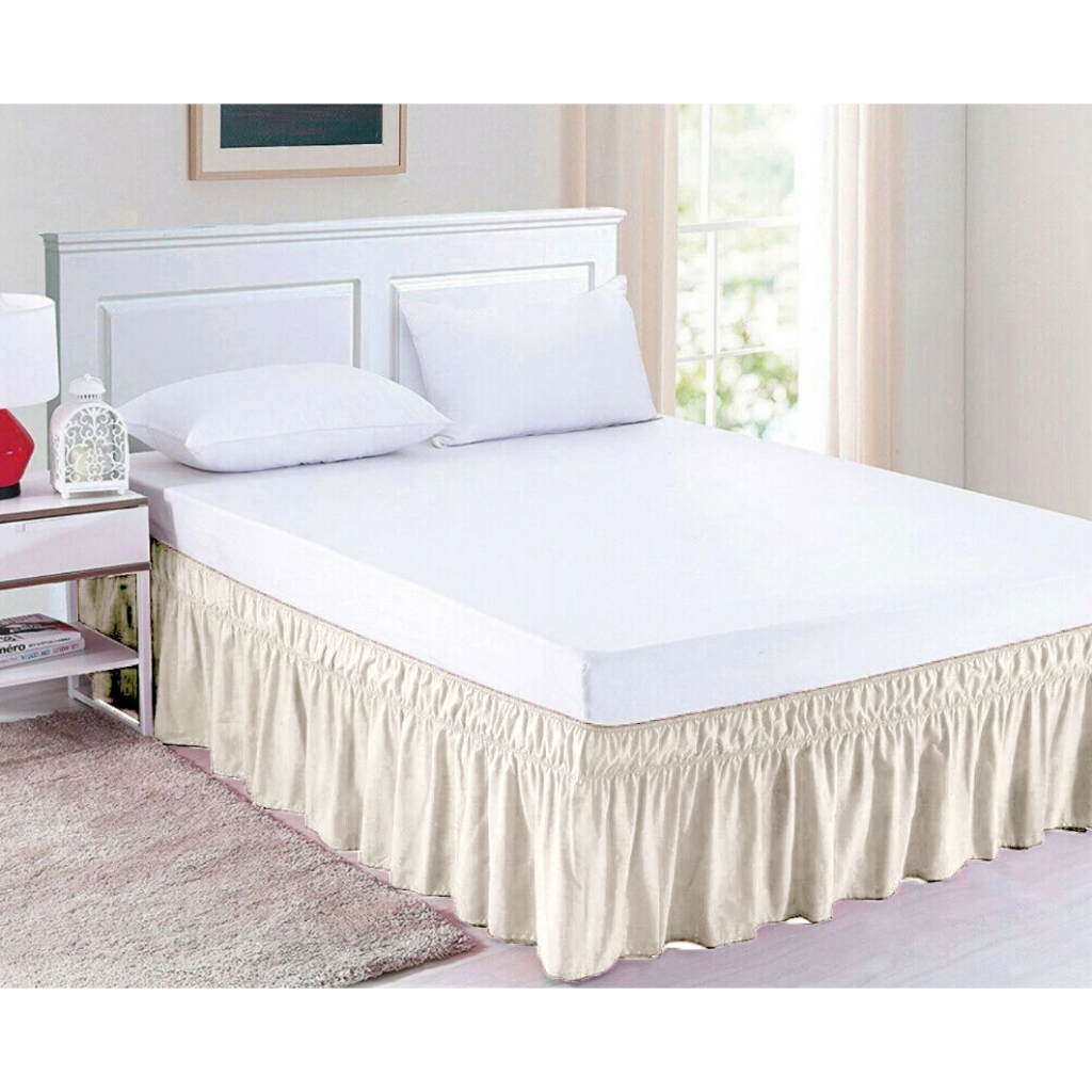 Hotel Quality Bed Skirt Ruffles Plain Color Soft Comfortable Wrap