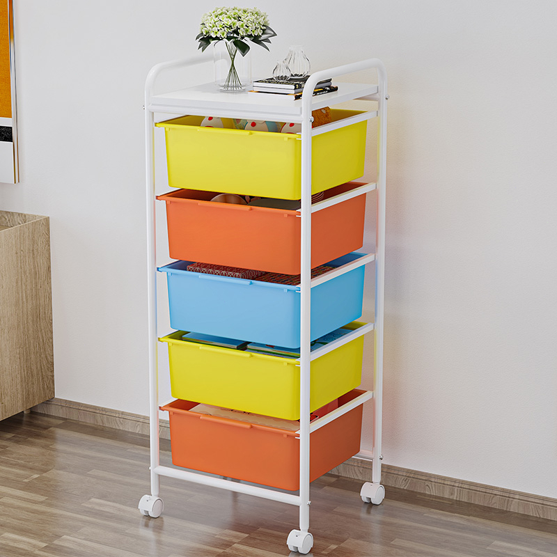 Baby Toy Rack Kids Book Stand Rack Large Capacity With Basket Bins Trol ...