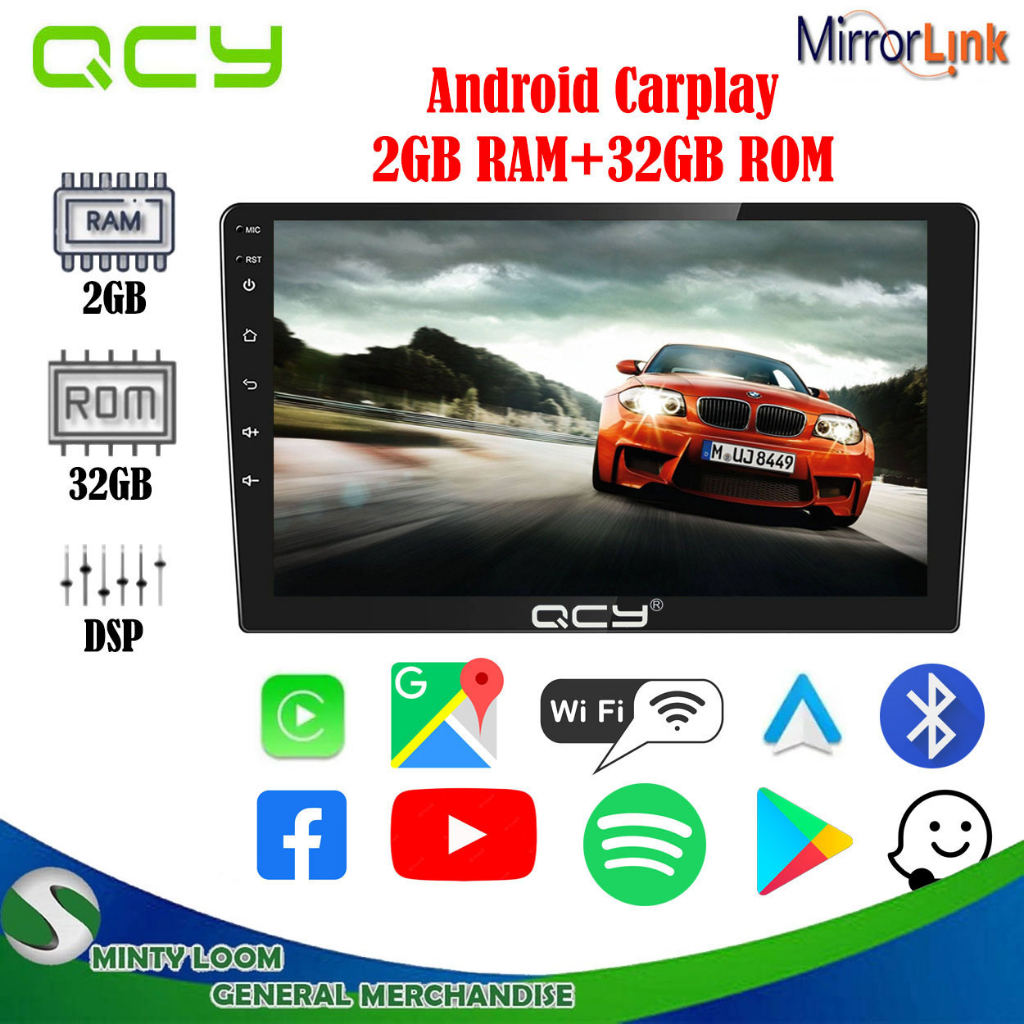 QCY 9 inch Android 11 Double Din Car Stereo with Carplay Android Auto ...