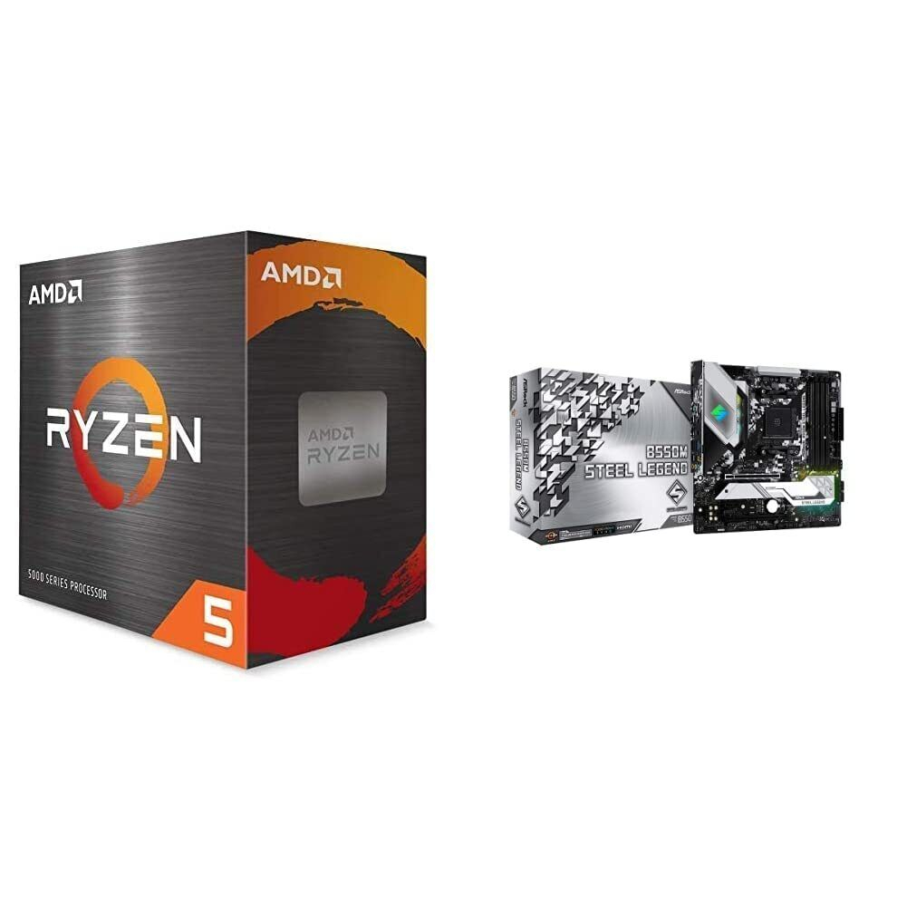 AMD CPU Ryzen 5 5600X + ASRock B550 MATX Motherboard B550M STEEL