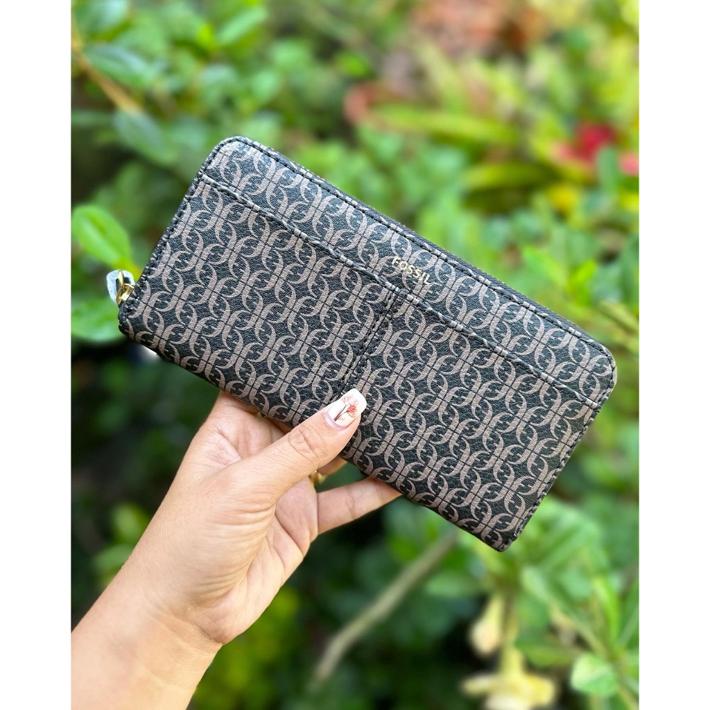 Fossil Women's Tara Leather Zip Around Clutch Wallet Shopee Philippines