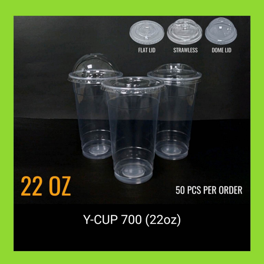 Y Cup Plastic Pp Milk Tea Cups 12oz 16oz 22oz 50pcs Flat Lid Strawless Lid Dome Lid 2597