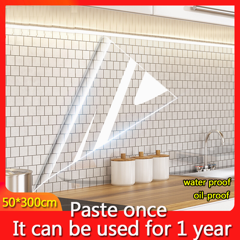 60*300cm kitchen wallpaper waterproof Transparent Bathroom Wall Tile