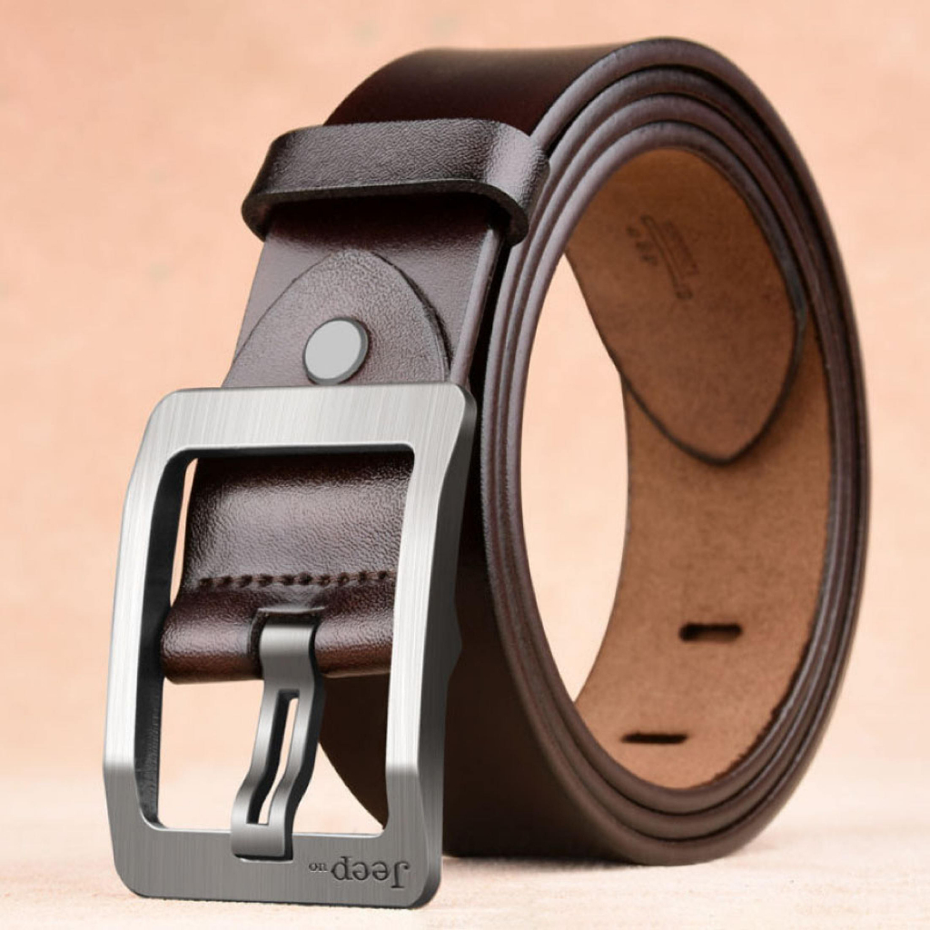 Men Belt Classic Style Metal Buckle Leather Belt