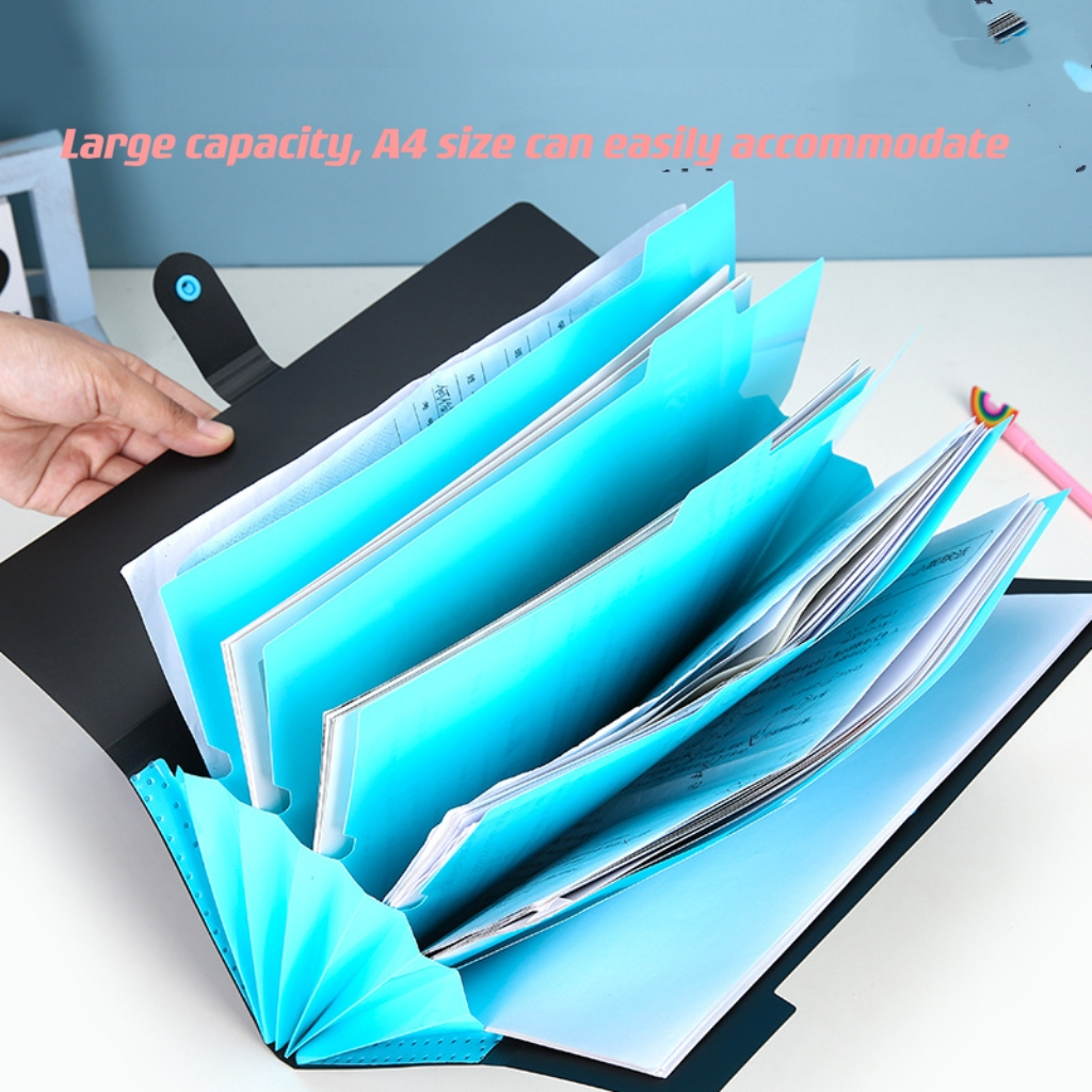 Plastic Expanding File Folders Accordion Document Organizer 5-Pocket A4 ...