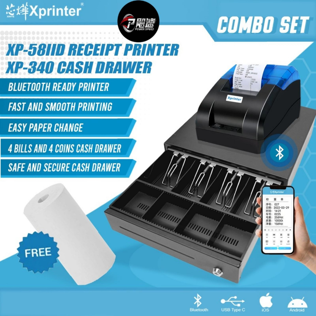 POWERSPEEDComboSet ThermalCash Receipt POS MiniPrinter(BLUETOOTH+USB ...