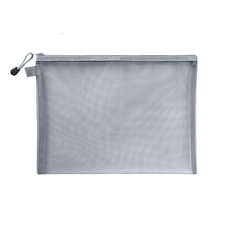 A4 File Bag Transparent Nylon Mesh Zipper Pouch Clear Document Bag Book ...