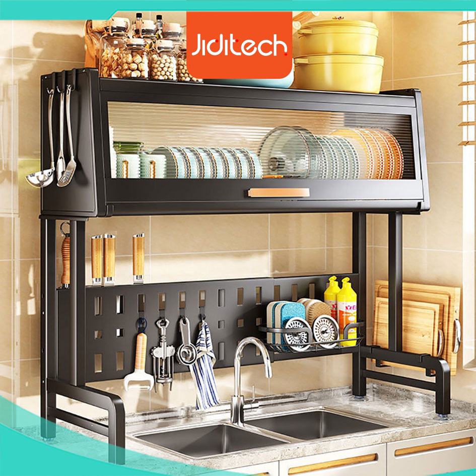 Jiditech Dish Cabinet Rack Stainless Steel Dish Rack With Cover Sink ...