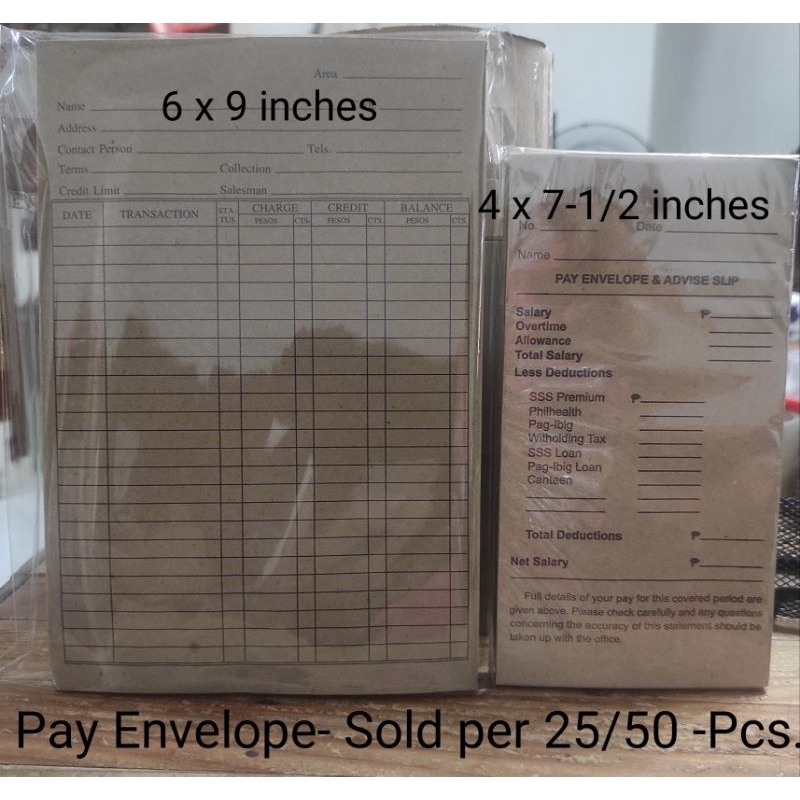 Pay Envelope /Salary and Advise Slip Brown Envelope size 6 x 8 / 4 x 7.