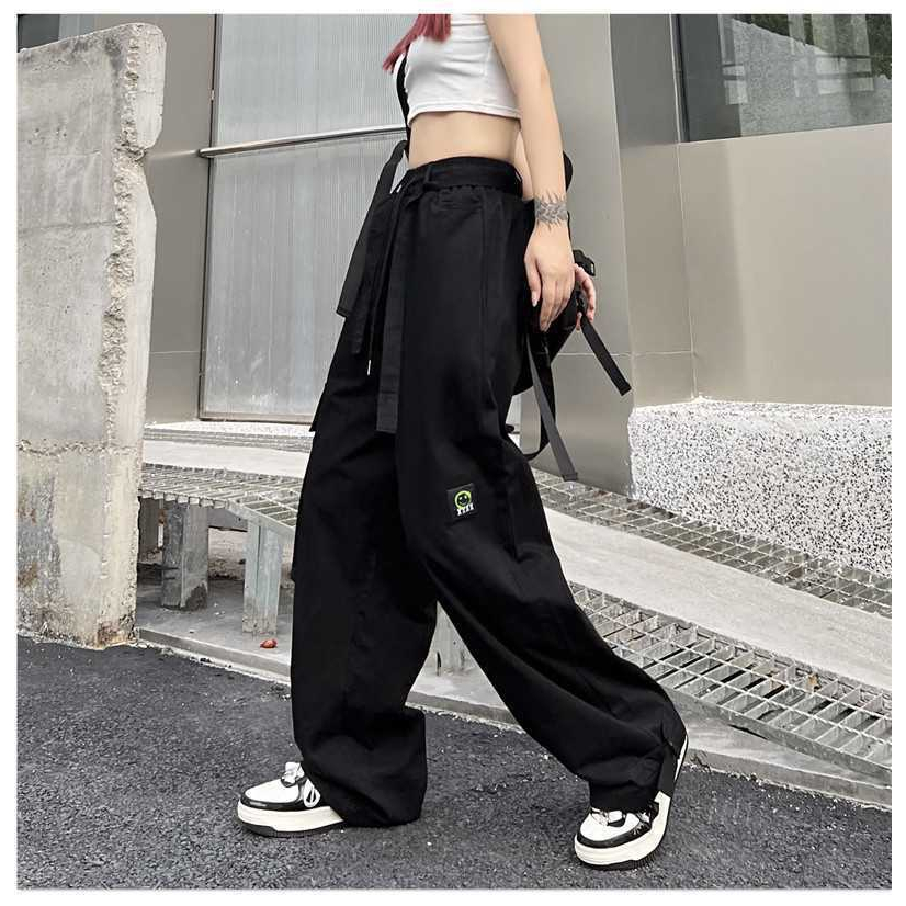 Wide Leg Cargo Pants Straight Cut Pants Casual Baggy For Women Men Korean  Fashion Garterized*631