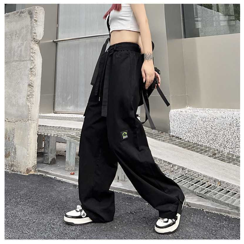 Wide Leg Cargo Pants Straight Cut Pants Casual Baggy For Women Men