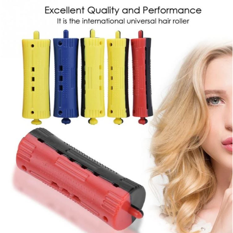6pcs Hair Curler Perming Rods with Rubber Hairdressing Wave Curl Roller ...