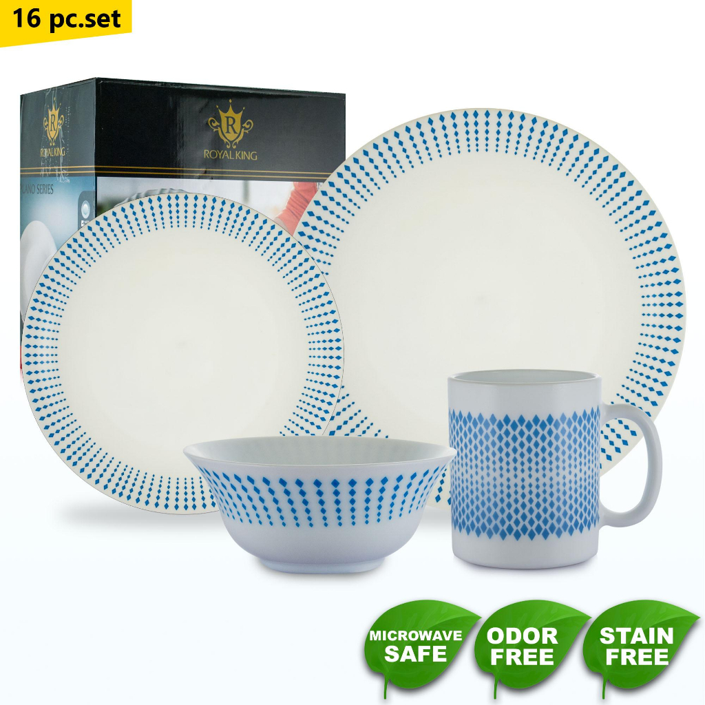 Royal King 16pc Blaze Plano Dinner Set Microwavable Safe Dinner Plate