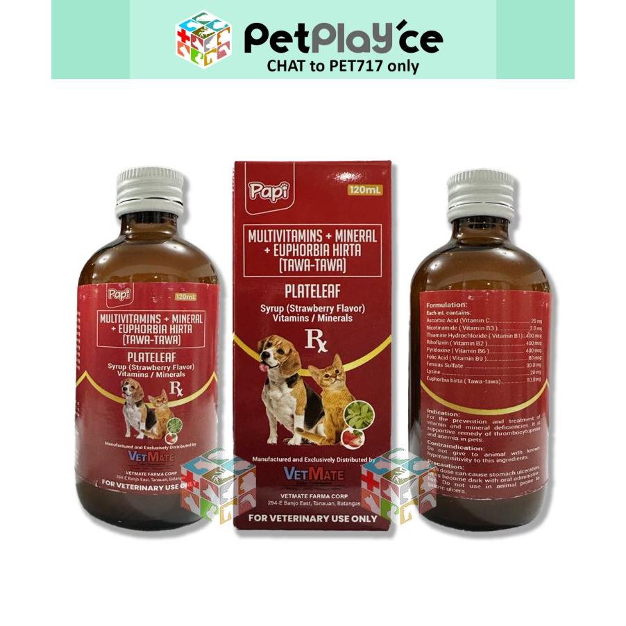 PAPI Plateleaf Multivitamins & Minerals Syrup Liquid for Dogs and Cats