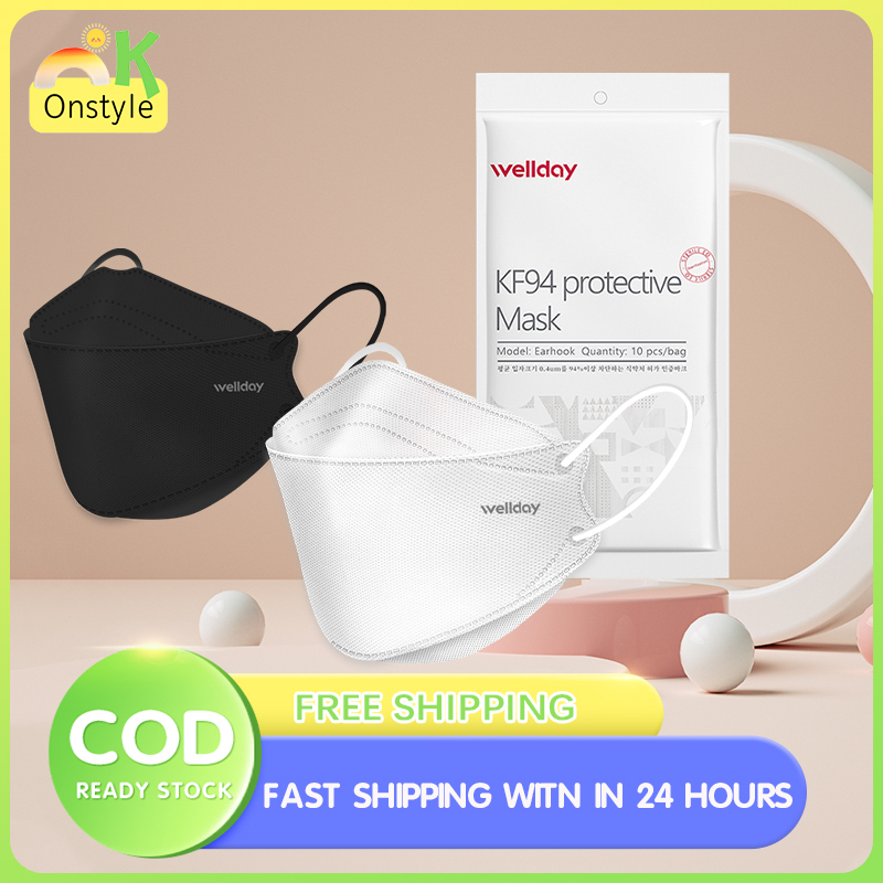 100Pcs KF94 Face Mask 4Layer NonWoven Protective Nanofiber Filter 3D